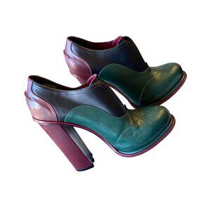 Tommy Hilfiger Womens Colorblock Leather Heeled Ankle Boots 40 UK Sz 9 * M01 E